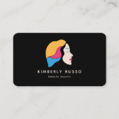 Modern, Trendy, QR-code, Salon, Vrouwen-Logo Busin Visitekaartje (Voorkant)