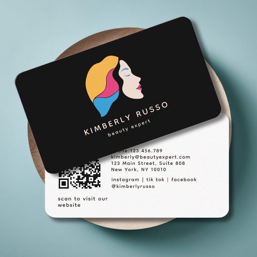 Modern, Trendy, QR-code, Salon, Vrouwen-Logo Busin Visitekaartje