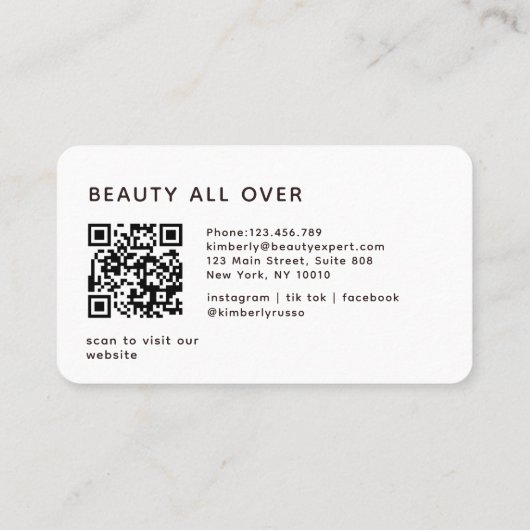 Modern, Trendy, QR-code, Salon, Vrouwen-Logo Visitekaartje (Achterkant)