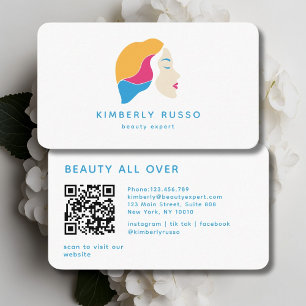 Modern, Trendy, QR-code, Salon, Vrouwen-Logo Visitekaartje