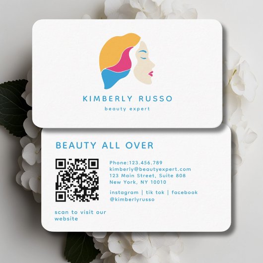 Modern, Trendy, QR-code, Salon, Vrouwen-Logo Visitekaartje