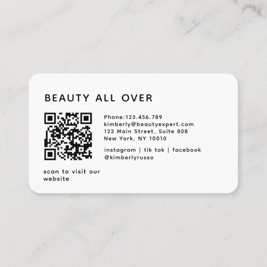 Modern, Trendy, QR-code, Salon, Vrouwen-Logo Visitekaartje (Achterkant)