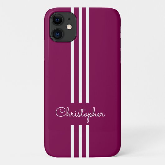 Modern Trendy Racing Stripes monogrammed Case-Mate iPhone Case (Achterkant)