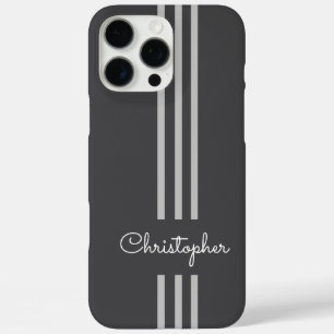 Modern Trendy Racing Stripes monogrammed iPhone 16 Pro Max Hoesje
