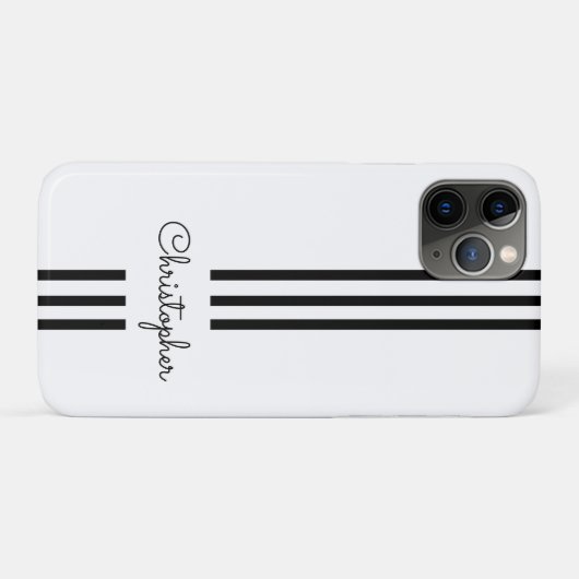 Modern Trendy Racing Stripes monogrammed Case-Mate iPhone Case (Achterkant (horizontaal))
