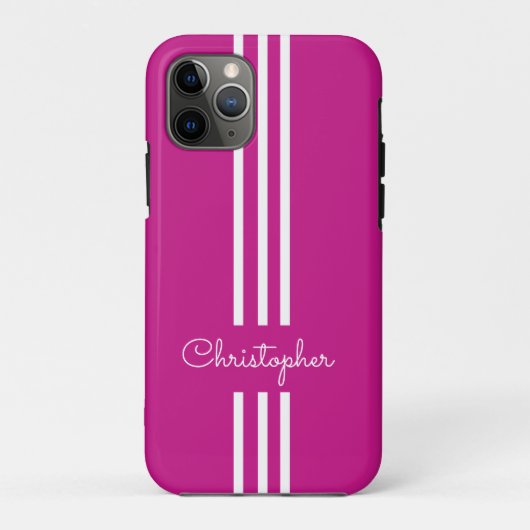 Modern Trendy Racing Stripes monogrammed Case-Mate iPhone Case (Achterkant)