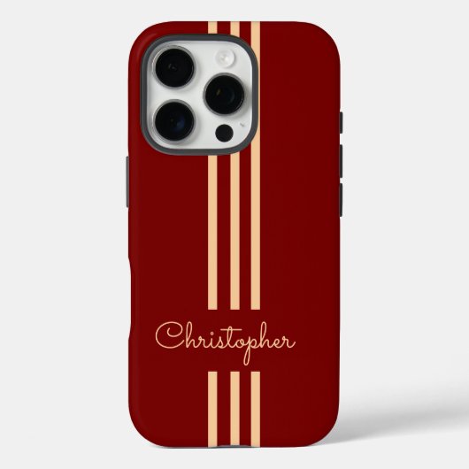 Modern Trendy Racing Stripes monogrammed Case-Mate iPhone Case (Achterkant)