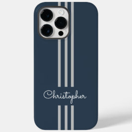 Modern Trendy Racing Stripes monogrammed Case-Mate iPhone 14 Pro Max Hoesje