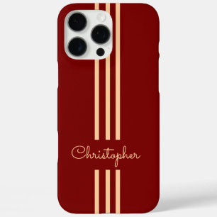Modern Trendy Racing Stripes monogrammed iPhone 16 Pro Max Hoesje