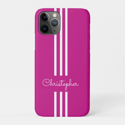 Modern Trendy Racing Stripes monogrammed Case-Mate iPhone Case (Achterkant)