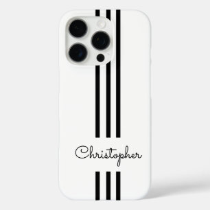 Modern Trendy Racing Stripes monogrammed iPhone 16 Pro Hoesje