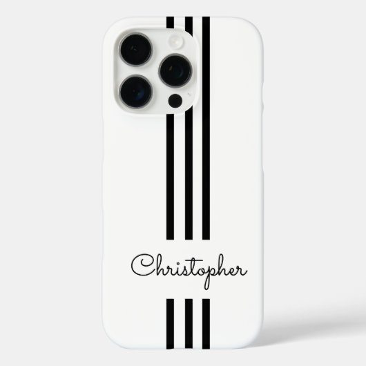 Modern Trendy Racing Stripes monogrammed Case-Mate iPhone Case (Achterkant)