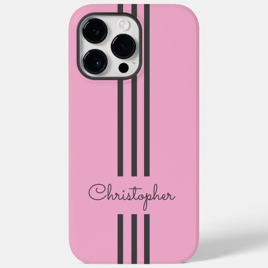 Modern Trendy Racing Stripes monogrammed Case-Mate iPhone Case (Achterkant)