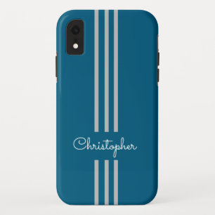 Modern Trendy Racing Stripes monogrammed Case-Mate iPhone Case