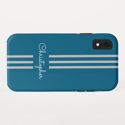 Modern Trendy Racing Stripes monogrammed Case-Mate iPhone Case (Achterkant (horizontaal))