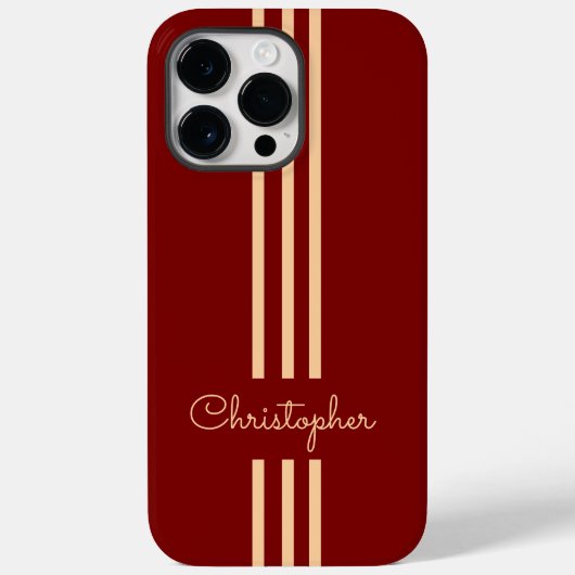 Modern Trendy Racing Stripes monogrammed Case-Mate iPhone Case (Achterkant)