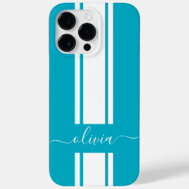 Modern Trendy Racing Stripes monogrammed Case-Mate iPhone 14 Pro Max Hoesje