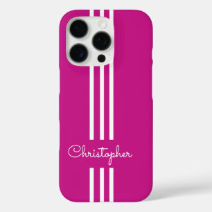 Modern Trendy Racing Stripes monogrammed iPhone 16 Pro Hoesje