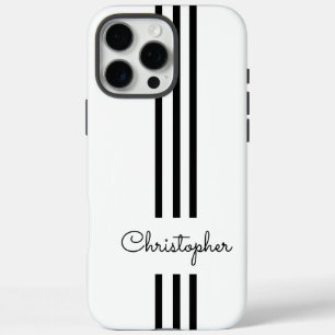 Modern Trendy Racing Stripes monogrammed iPhone 16 Pro Max Hoesje