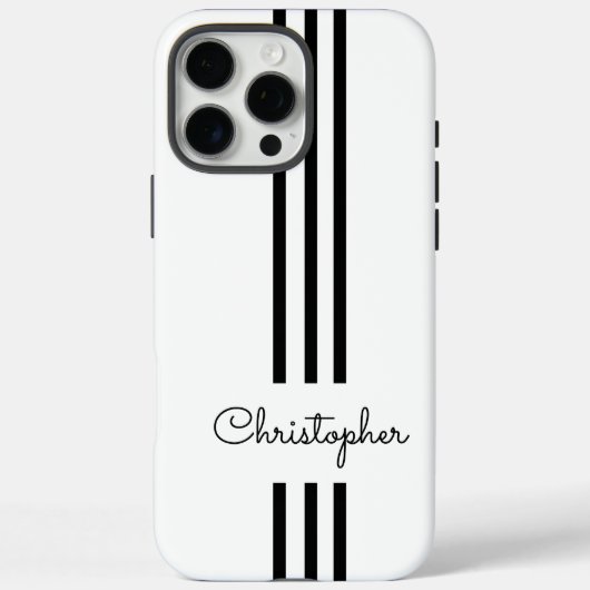 Modern Trendy Racing Stripes monogrammed Case-Mate iPhone Case (Achterkant)