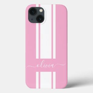 Modern Trendy Racing Stripes monogrammed Case-Mate iPhone Case