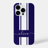 Modern Trendy Racing Stripes monogrammed iPhone Hoesje (Achterkant)