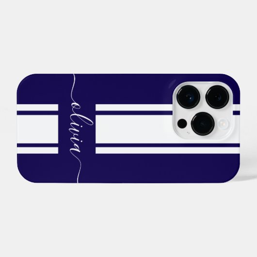 Modern Trendy Racing Stripes monogrammed iPhone Hoesje (Achterkant horizontaal)