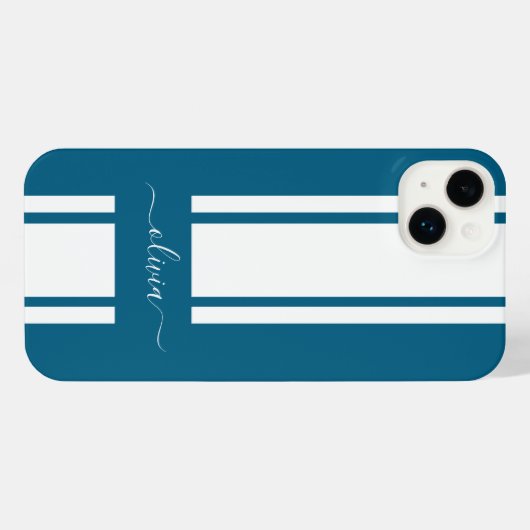 Modern Trendy Racing Stripes monogrammed iPhone Hoesje (Achterkant horizontaal)