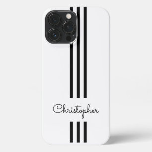 Modern Trendy Racing Stripes monogrammed iPhone 13 Pro Max Hoesje