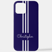Modern Trendy Racing Stripes monogrammed iPhone Hoesje (Achterkant)
