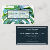 Modern Trendy Real Estate Tropical Leaf Greenery Visitekaartje (Voorkant / Achterkant)