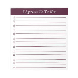 Modern Trendy Red Brown One Column Checklist Notitieblok