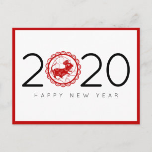 Modern Trendy Red Chinees nieuwjaar van de Rat 202 Briefkaart