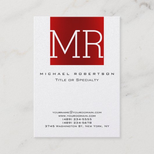 Modern Trendy Red Monogram Stripe Visitekaartje (Voorkant)