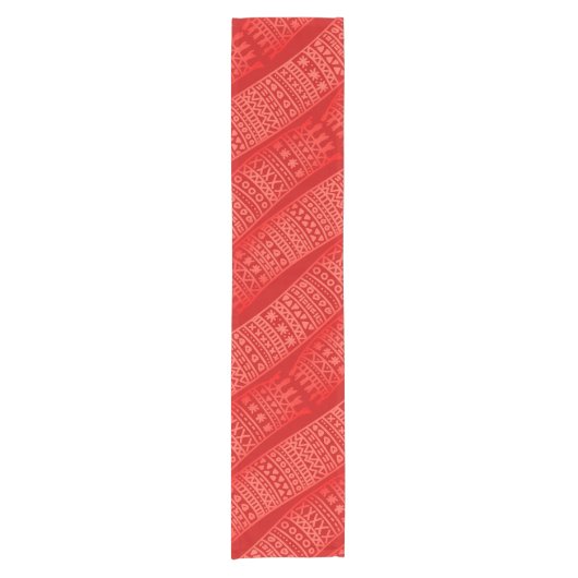 Modern Trendy Red Winter Geometric Pattern Korte Tafelloper (Voorkant)