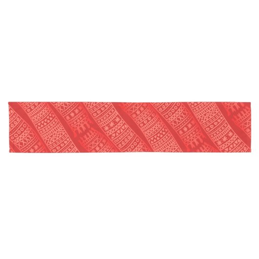Modern Trendy Red Winter Geometric Pattern Korte Tafelloper (Horizontaal)