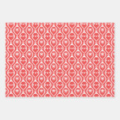 Modern Trendy Retro Red Holiday Ornament Patroon Inpakpapier Vel (Voorkant 3)
