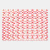 Modern Trendy Retro Red Holiday Ornament Patroon Inpakpapier Vel (Voorkant)