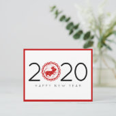 Modern Trendy Rood Chinees Nieuwjaar van de Rat 20 Briefkaart (Staand voorkant)