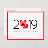 Modern Trendy Rood Chinees Nieuwjaar van het Varke Briefkaart (Voorkant / Achterkant)