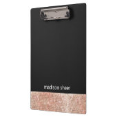 Modern Trendy Roos Gold Sequin Zwart Klembord (Links)