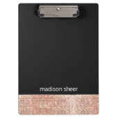 Modern Trendy Roos Gold Sequin Zwart Klembord (Voorkant)