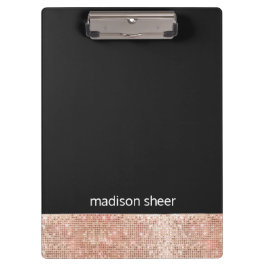 Modern Trendy Roos Gold Sequin Zwart Klembord