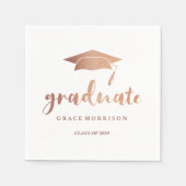 Modern & Trendy Roos Goud Gepersonaliseerd Afstude Servetten (Voorkant)