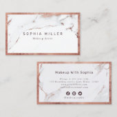 Modern Trendy Roos gouden marmer Makeup Artist Visitekaartje (Voorkant / Achterkant)