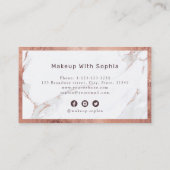 Modern Trendy Roos gouden marmer Makeup Artist Visitekaartje (Achterkant)