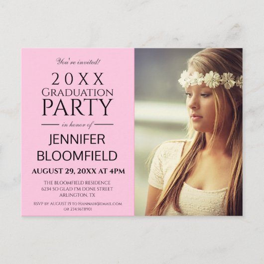 MODERN TRENDY ROZE 2025 AFSTUDEREN UITNODIGING (Voorkant)