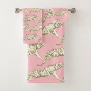 Modern Trendy Roze Beige Tijger Patroon Bad Handdoek