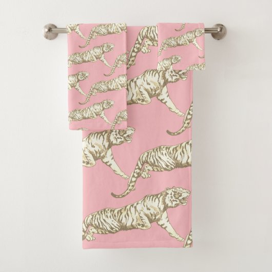 Modern Trendy Roze Beige Tijger Patroon Bad Handdoek (Insitu)