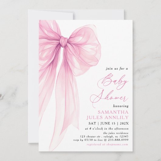Modern trendy roze boog Baby shower Kaart (Voorkant)